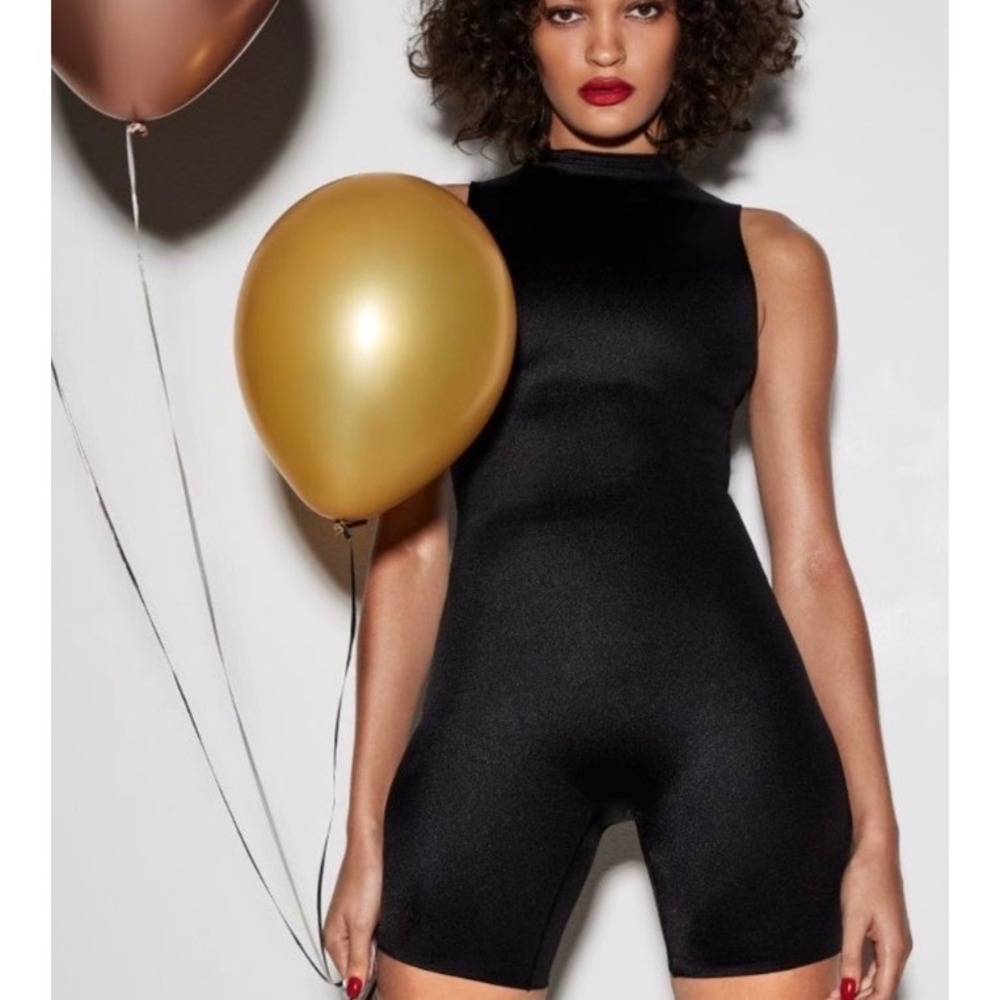 Skims Black Mock Neck Sleeveless Romper